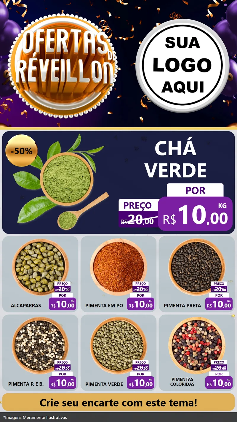 Modelo de Rede Social para Stories com o tema Ofertas de Réveillon para Produtos Naturais