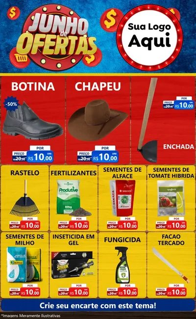 Modelo de Encarte para Encarte Grande com o tema Junho de Ofertas para Agropecuária