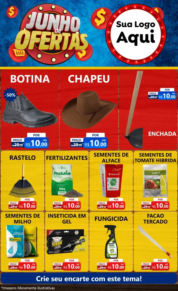 Modelo de Encarte para Encarte Grande com o tema Junho de Ofertas para Agropecuária