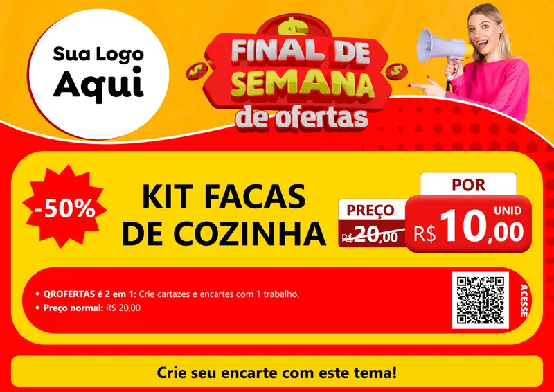 Modelo de Cartaz para Cartaz A4 Horizontal com o tema Final de Semana de Ofertas para Utilidades Domésticas
