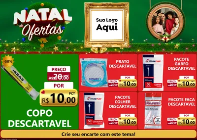 Modelo de Encarte para Encarte A4 Horizontal com o tema Natal de Ofertas para Embalagens