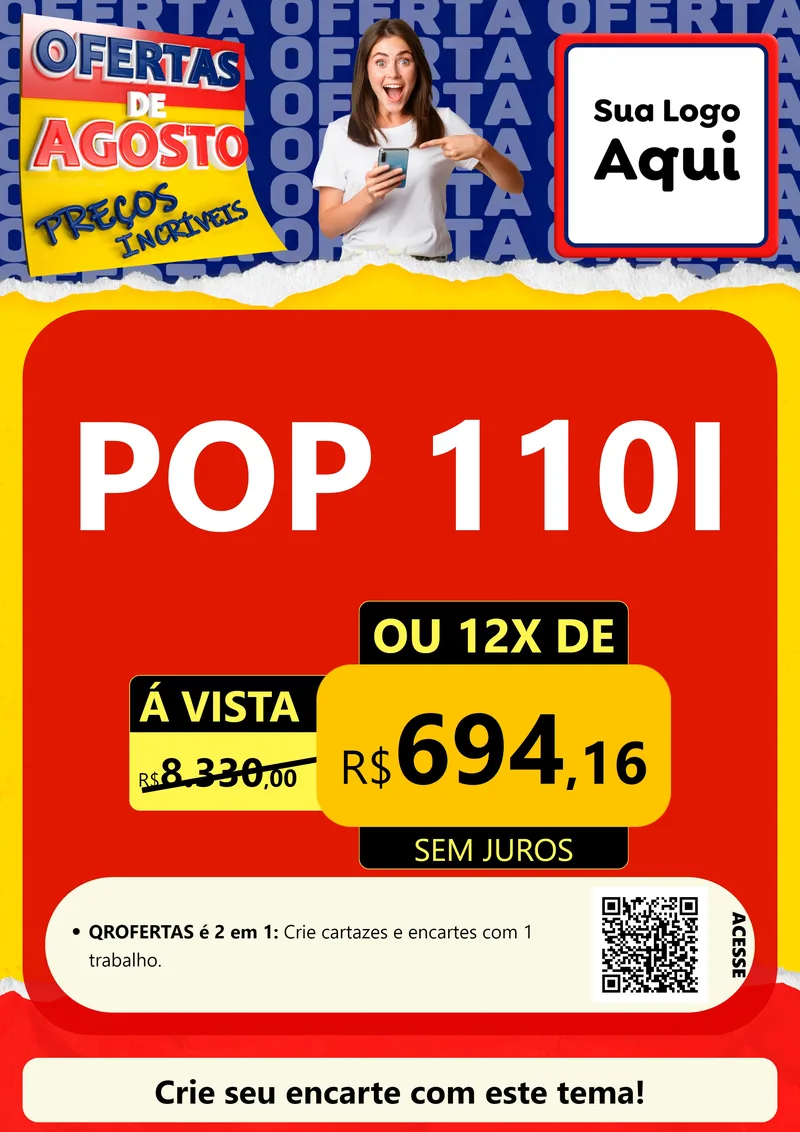 Modelo de Cartaz para Cartaz A4 Vertical com o tema Ofertas de Agosto - Preços Incríveis para Concessionaria de Motos