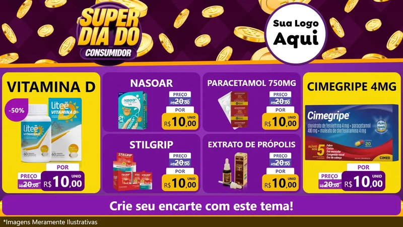 Modelo de TV para TV Horizontal com o tema Super Dia do Consumidor para Farmácia