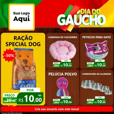 Modelo de Rede Social para Feed Facebook com o tema Dia do Gaúcho para Pet Shop