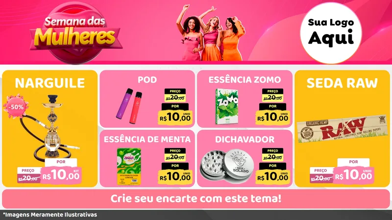 Modelo de TV para TV Horizontal com o tema Semana das Mulheres para Tabacaria