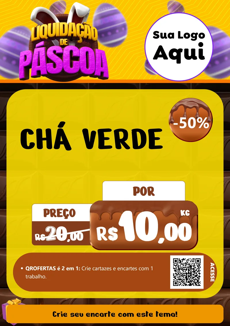 Modelo de Cartaz para Cartaz A4 Vertical com o tema Liquidação de Páscoa para Produtos Naturais