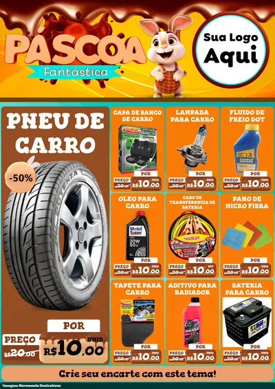 Modelo de Encarte para Encarte A4 Vertical com o tema Páscoa Fantástica para Auto peças