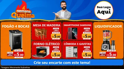 Modelo de TV para TV Horizontal com o tema Semana Queima de Estoque para Móveis e Eletro