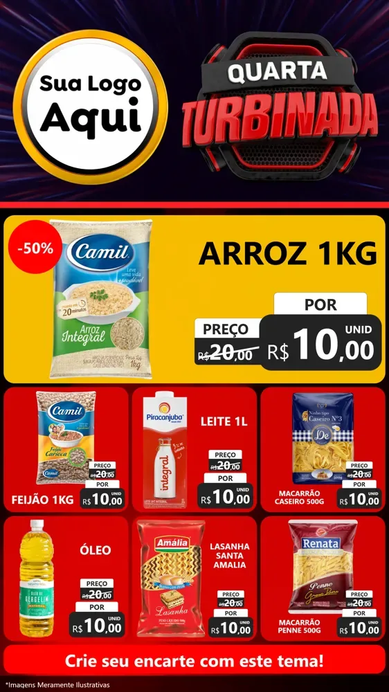 Modelo de Rede Social para Stories com o tema Quarta Turbinada para Supermercado