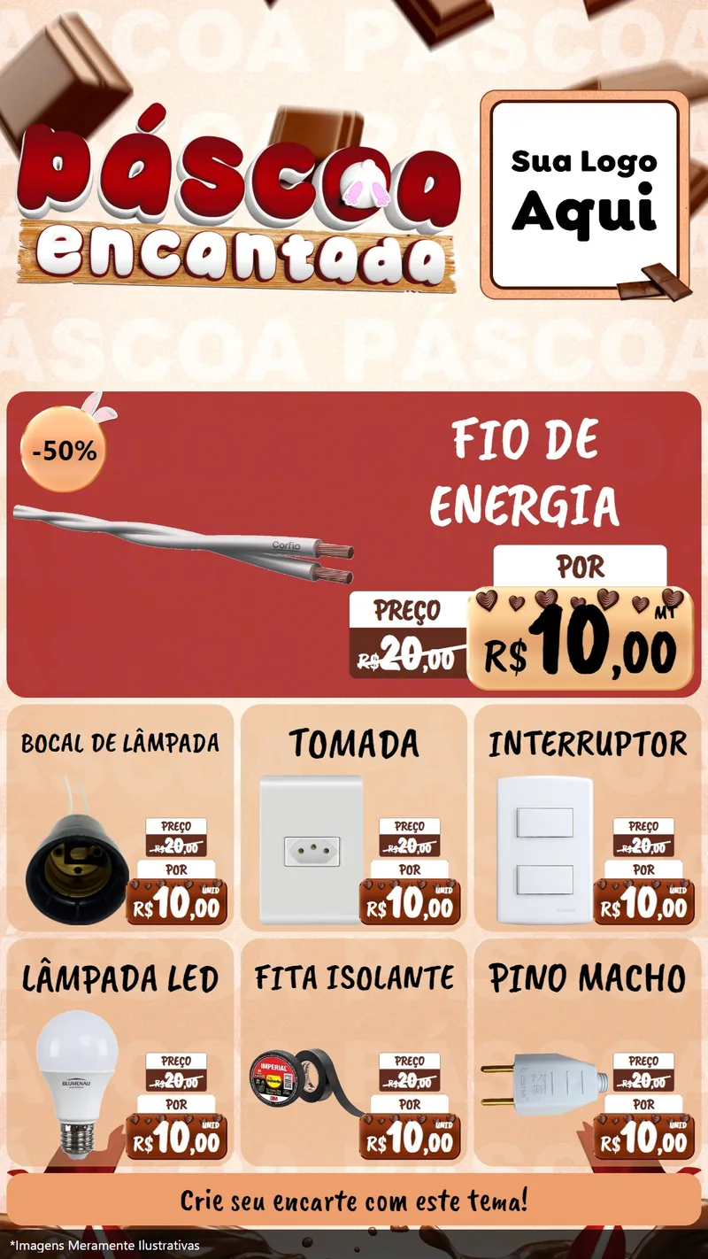 Modelo de Rede Social para Stories com o tema Páscoa Encantada para Materiais Elétricos