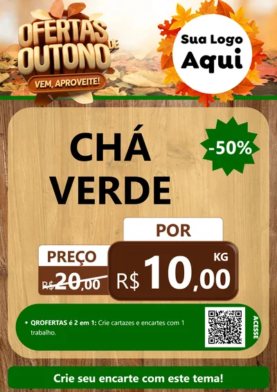 Modelo de Cartaz para Cartaz A4 Vertical com o tema Ofertas de Outono - Vem, Aproveite! para Produtos Naturais