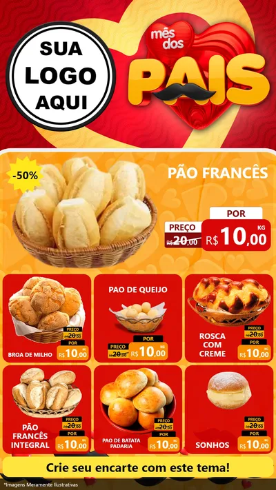 Modelo de Rede Social para Stories com o tema Mês Dos Pais para Padaria