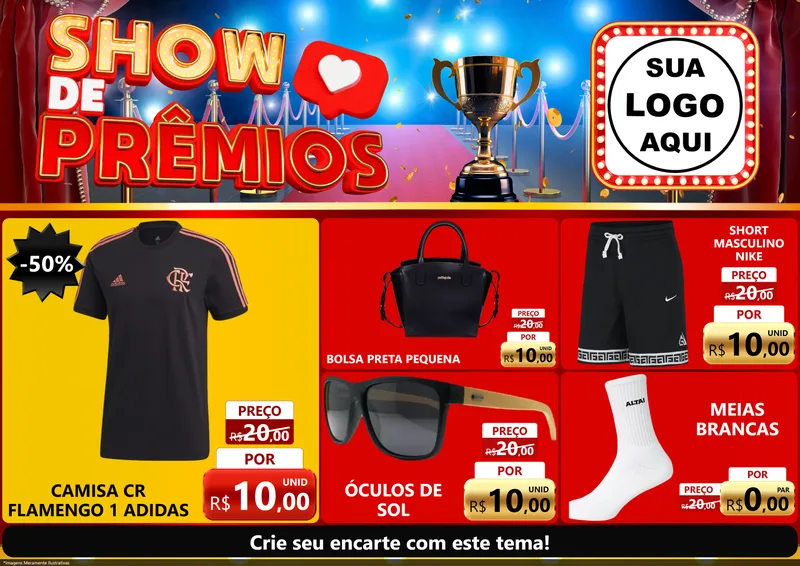 Modelo de Encarte para Encarte A4 Horizontal com o tema Show de Prêmios para Roupas e acessórios