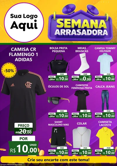 Modelo de Encarte para Encarte A4 Vertical com o tema Semana Arrasadora para Roupas e acessórios