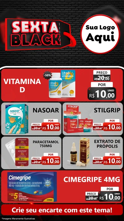Modelo de TV para TV Vertical com o tema Sexta Black para Farmácia