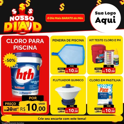 Modelo de Rede Social para Feed Facebook com o tema Nosso Dia D para Produtos para Piscina