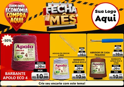 Modelo de Encarte para Encarte A4 Horizontal com o tema Fecha Mês para Armarinho e Aviamentos