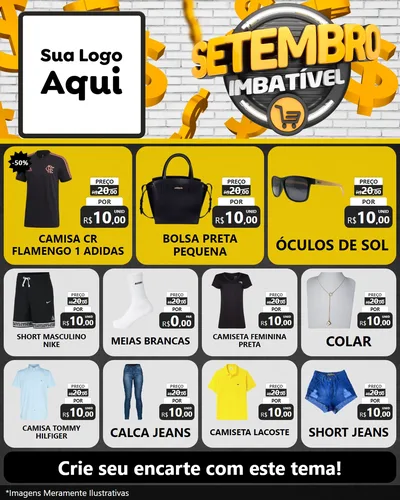 Modelo de Rede Social para Feed Instagram com o tema Setembro Imbatível para Roupas e acessórios