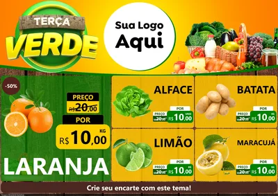 Modelo de Encarte para Encarte A4 Horizontal com o tema Terça Verde para Hortifrúti