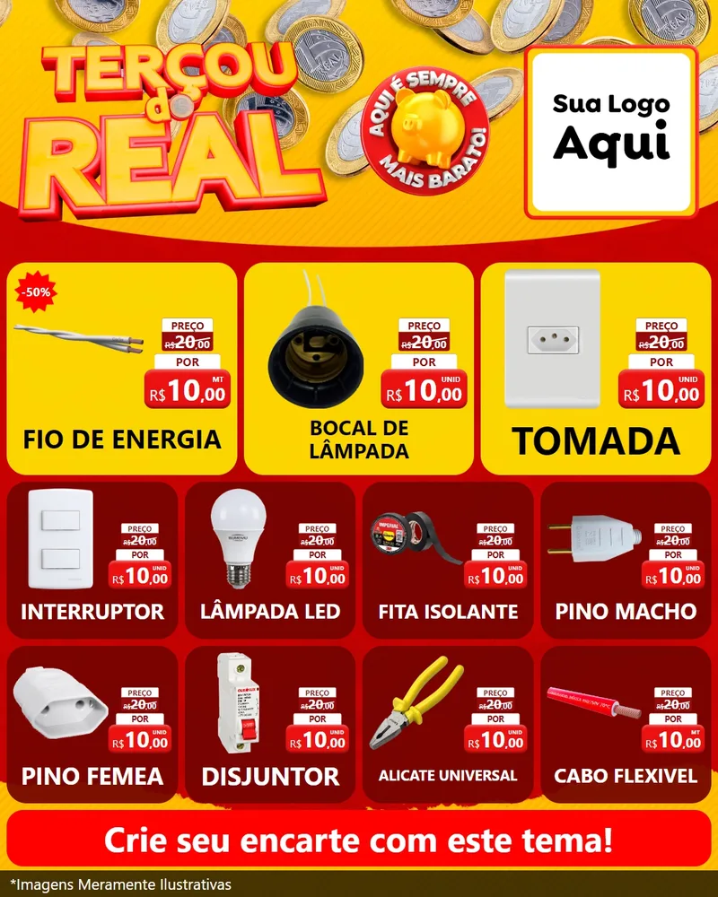 Modelo de Rede Social para Feed Instagram com o tema Terçou do Real para Materiais Elétricos