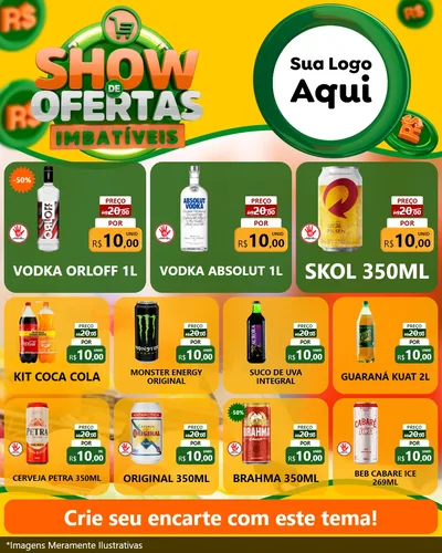 Modelo de Rede Social para Feed Instagram com o tema Show de Ofertas Imbatíveis para Distribuidora de bebidas