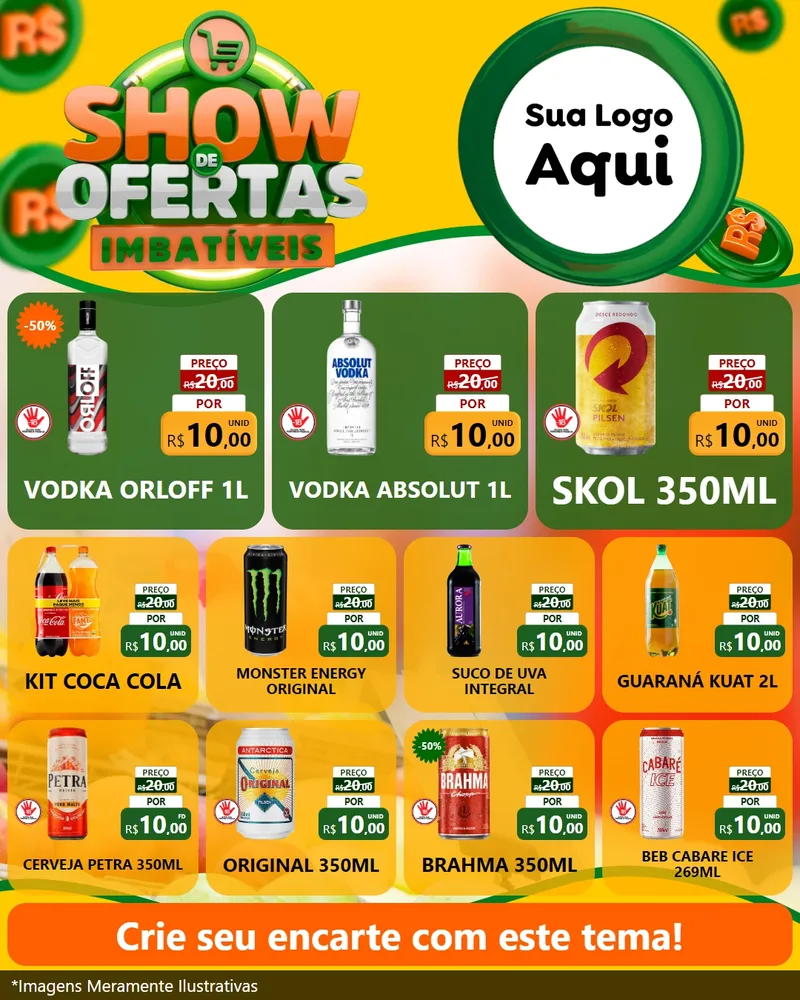 Modelo de Rede Social para Feed Instagram com o tema Show de Ofertas Imbatíveis para Distribuidora de bebidas