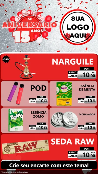 Modelo de TV para TV Vertical com o tema Promoção de Aniversário - 15 Anos para Tabacaria