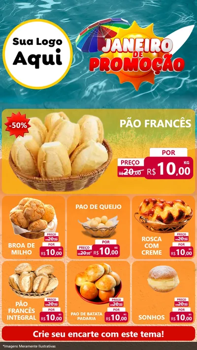 Modelo de Rede Social para Stories com o tema Janeiro de Promoção para Padaria