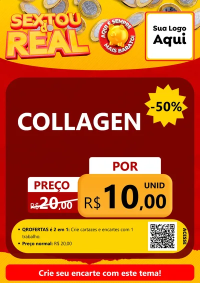 Modelo de Cartaz para Cartaz A4 Vertical com o tema Sextou do Real para Suplementos alimentares