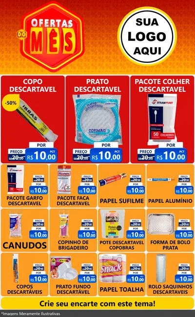 Modelo de Encarte para Encarte Grande com o tema Ofertas do Mês para Embalagens