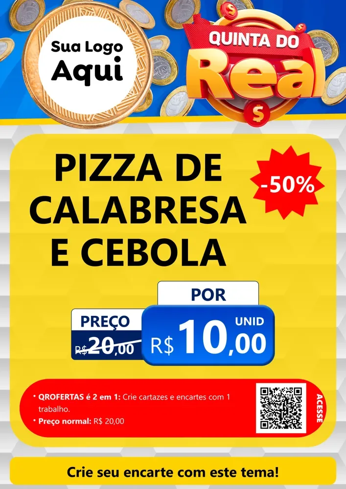 Modelo de Cartaz para Cartaz A4 Vertical com o tema Quinta do Real para Pizzaria