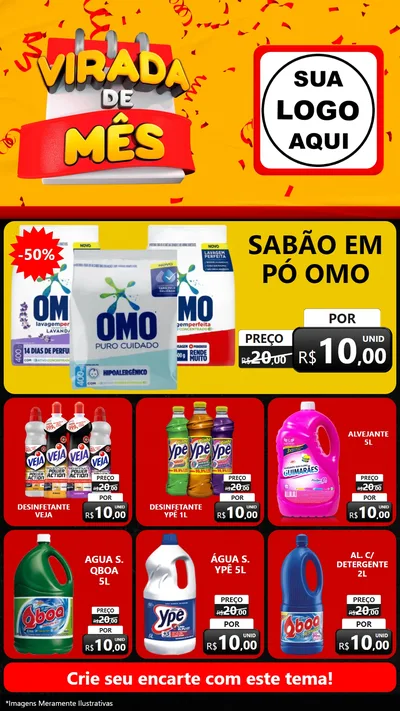Modelo de Rede Social para Stories com o tema Virada de Mês para Produtos de Limpeza