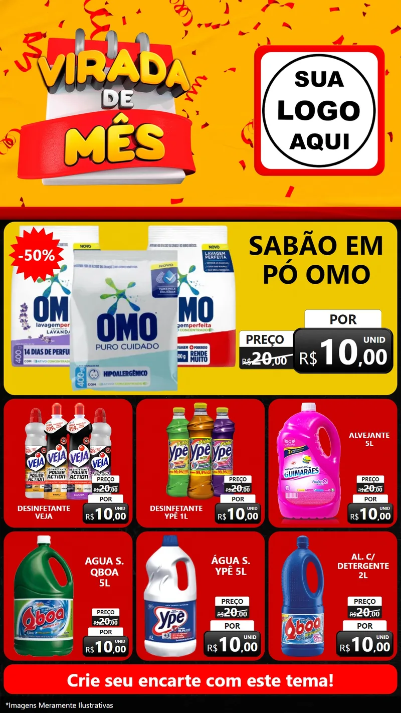 Modelo de Rede Social para Stories com o tema Virada de Mês para Produtos de Limpeza