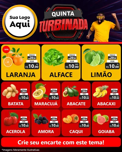 Modelo de Rede Social para Feed Instagram com o tema Quinta Turbinada para Hortifrúti
