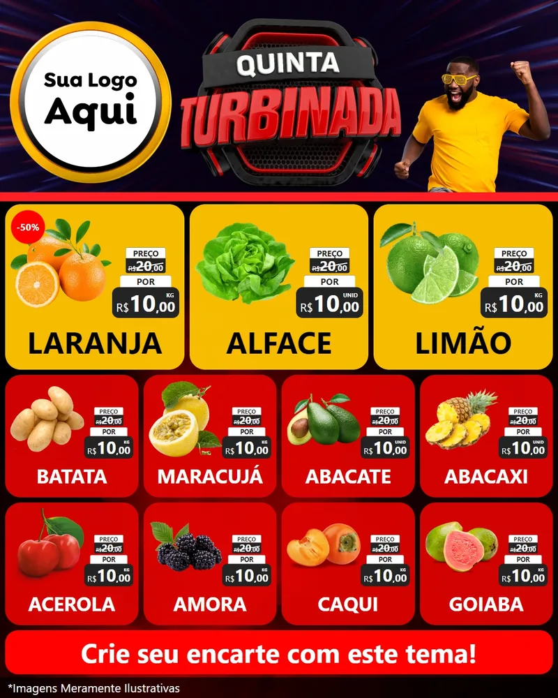 Modelo de Rede Social para Feed Instagram com o tema Quinta Turbinada para Hortifrúti