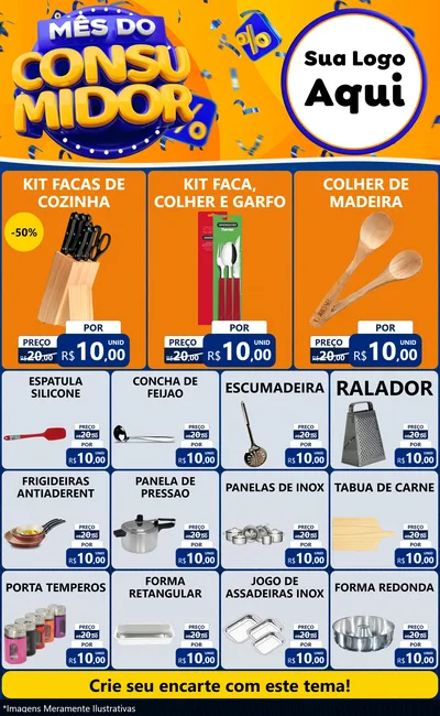 Modelo de Encarte para Encarte Grande com o tema Mês do Consumidor para Utilidades Domésticas