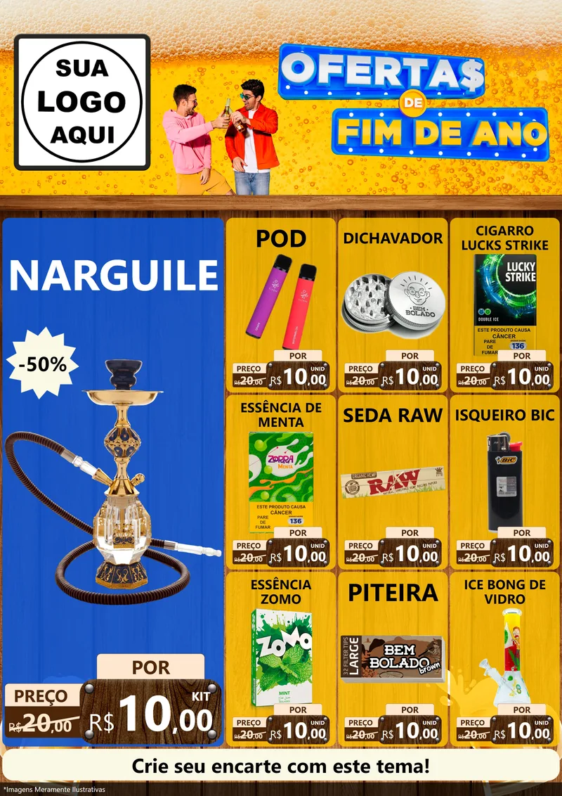 Modelo de Encarte para Encarte A4 Vertical com o tema Ofertas de Fim de Ano para Tabacaria