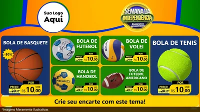 Modelo de TV para TV Horizontal com o tema Semana da Independência Declaramos Preços Baixos para Artigos Esportivos