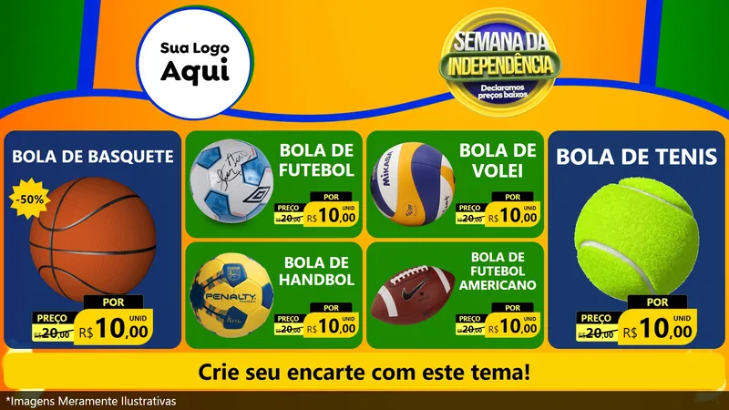 Modelo de TV para TV Horizontal com o tema Semana da Independência Declaramos Preços Baixos para Artigos Esportivos