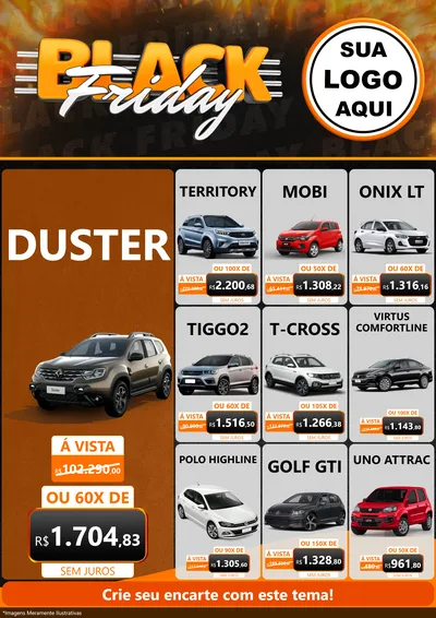 Modelo de Encarte para Encarte A4 Vertical com o tema Black Friday para Concessionaria de Carros