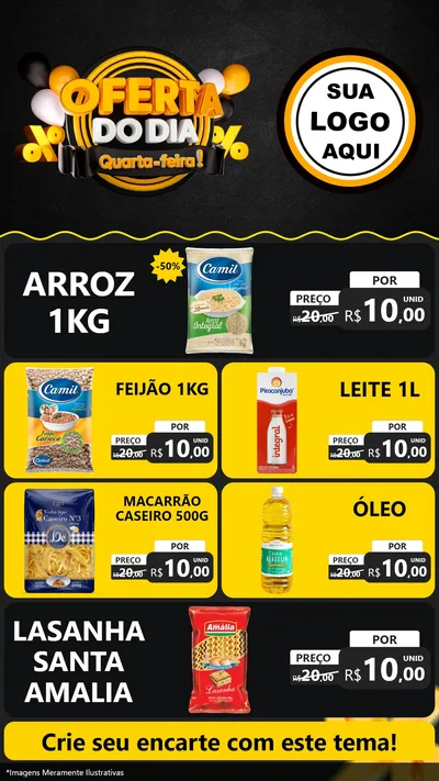 Modelo de TV para TV Vertical com o tema Oferta do Dia - Quarta Feira! para Supermercado
