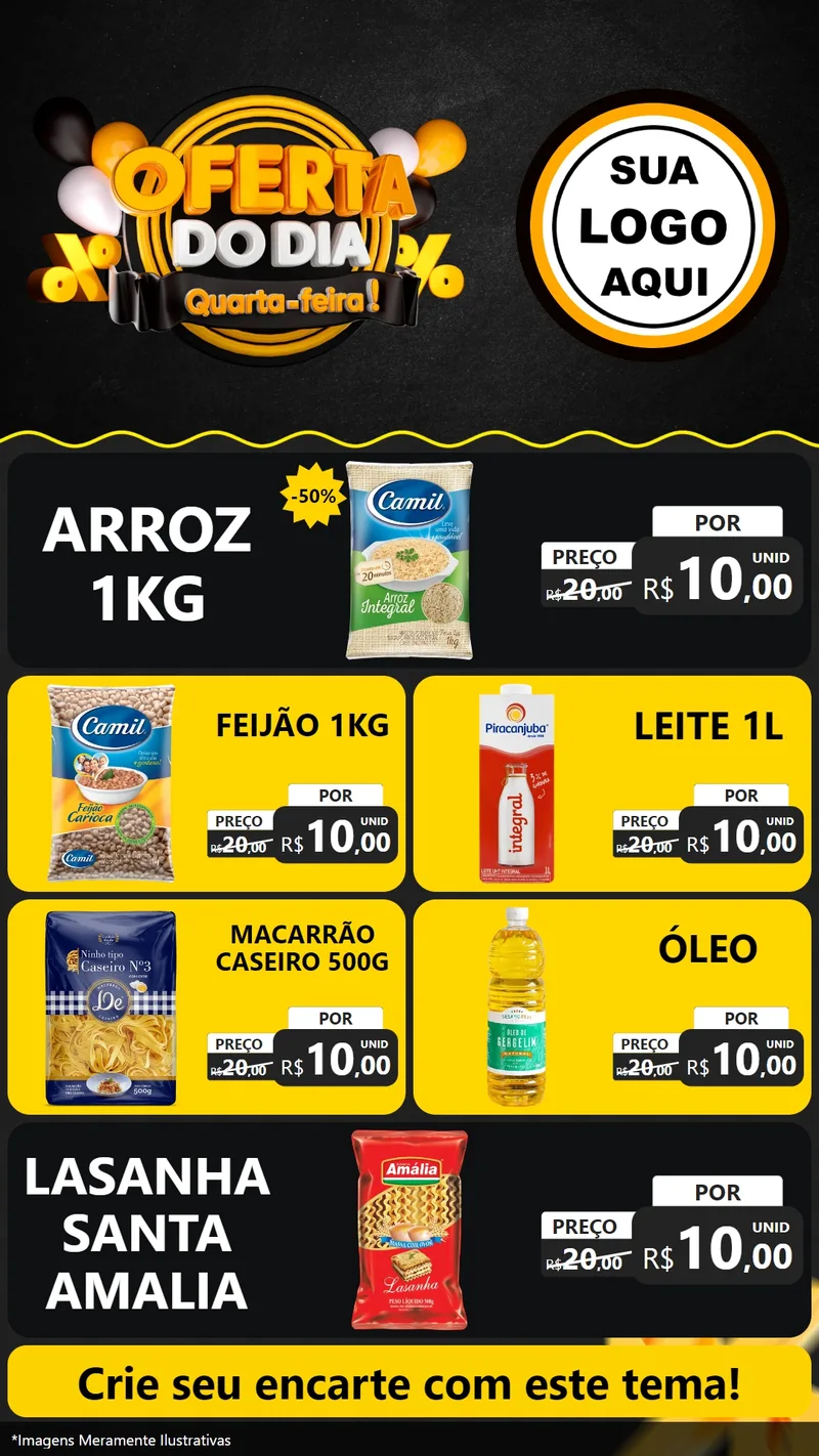 Modelo de TV para TV Vertical com o tema Oferta do Dia - Quarta Feira! para Supermercado