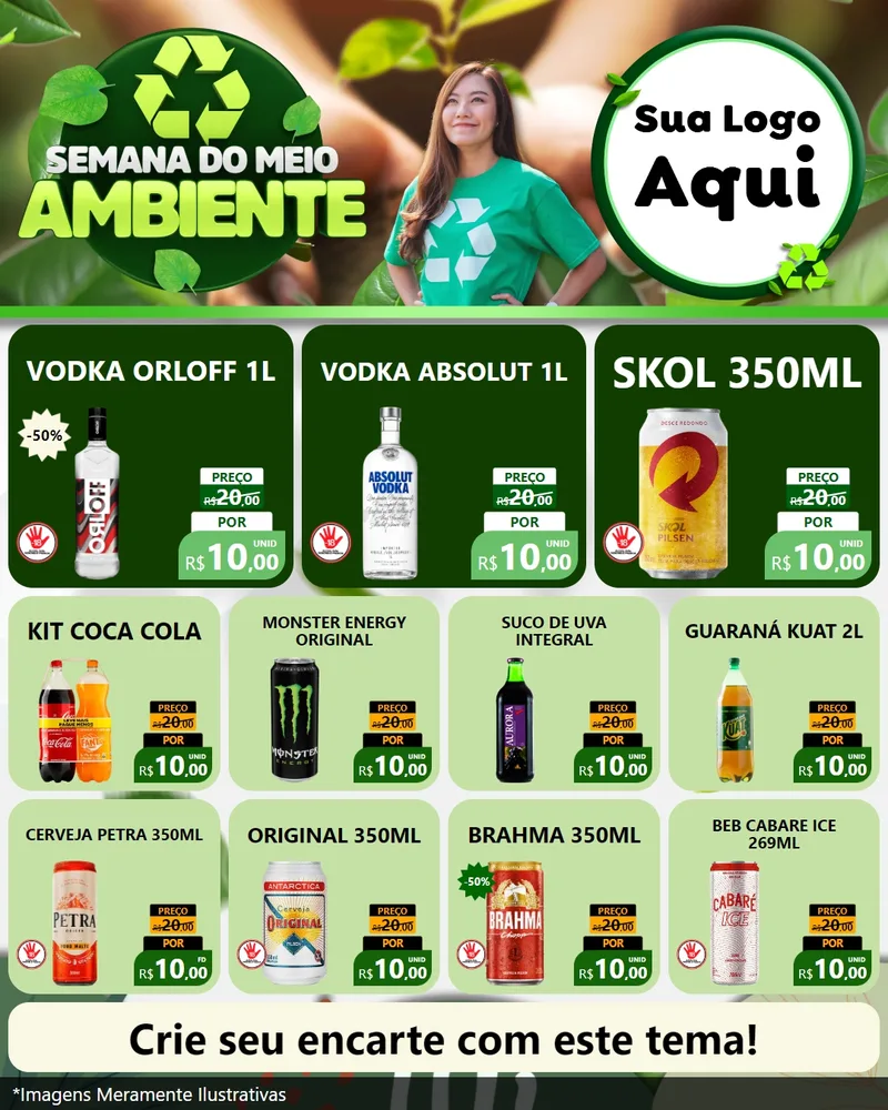 Modelo de Rede Social para Feed Instagram com o tema Semana do Meio Ambiente para Distribuidora de bebidas
