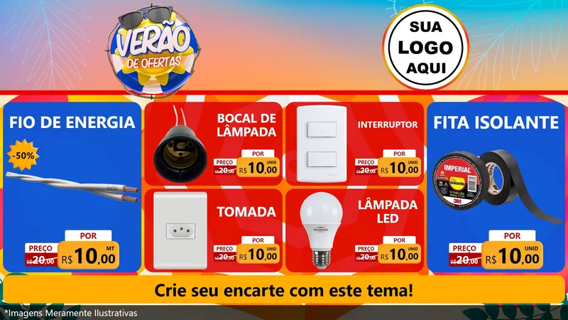 Modelo de TV para TV Horizontal com o tema Verão de Ofertas para Materiais Elétricos