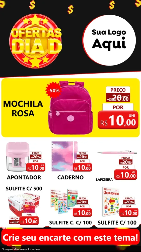 Modelo de Rede Social para Stories com o tema Dia D para Papelaria