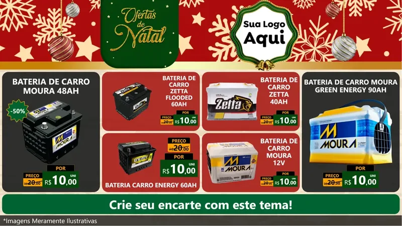 Modelo de TV para TV Horizontal com o tema Natal de Ofertas para Baterias Elétricas