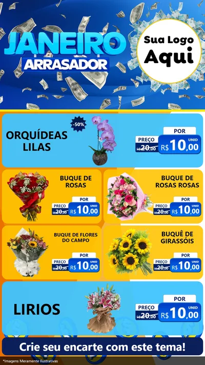 Modelo de TV para TV Vertical com o tema Janeiro Arrasador para Floricultura e jardim