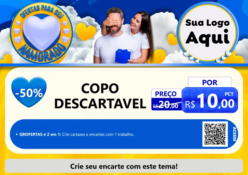 Modelo de Cartaz para Cartaz A4 Horizontal com o tema Ofertas Para Seu Namorado para Embalagens