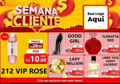 Modelo de Encarte para Encarte A4 Horizontal com o tema Semana do Cliente para Perfumes