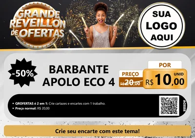 Modelo de Cartaz para Cartaz A4 Horizontal com o tema Grande Réveillon de Ofertas para Armarinho e Aviamentos